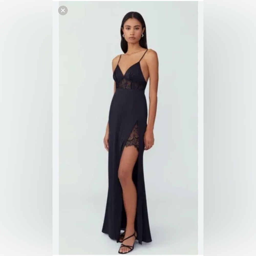 Elegant Black Lace Evening GownBlack Satin corset slip dress